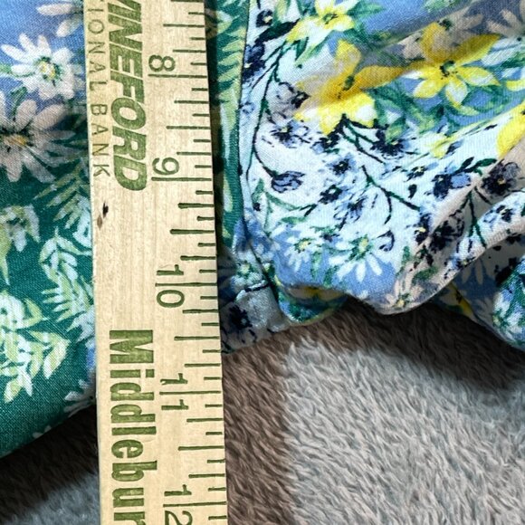 Loft Pants Women's Medium Green Floral Print Wide Leg Cropped Bohemian Fairy - Picture 5 of 11